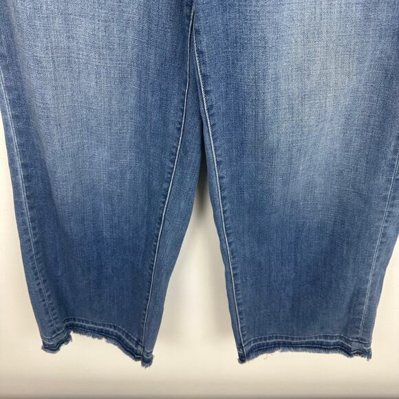Uniqlo Womens High Rise Regular Fit Crop Wide Leg Medium Blue Denim Jeans 25 - Picture 4 of 9